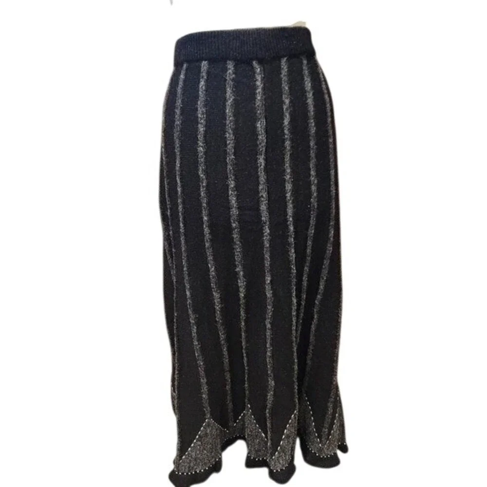 NWT ModeLia‎ XL Peasant maxi skirt; black and gray sz XL